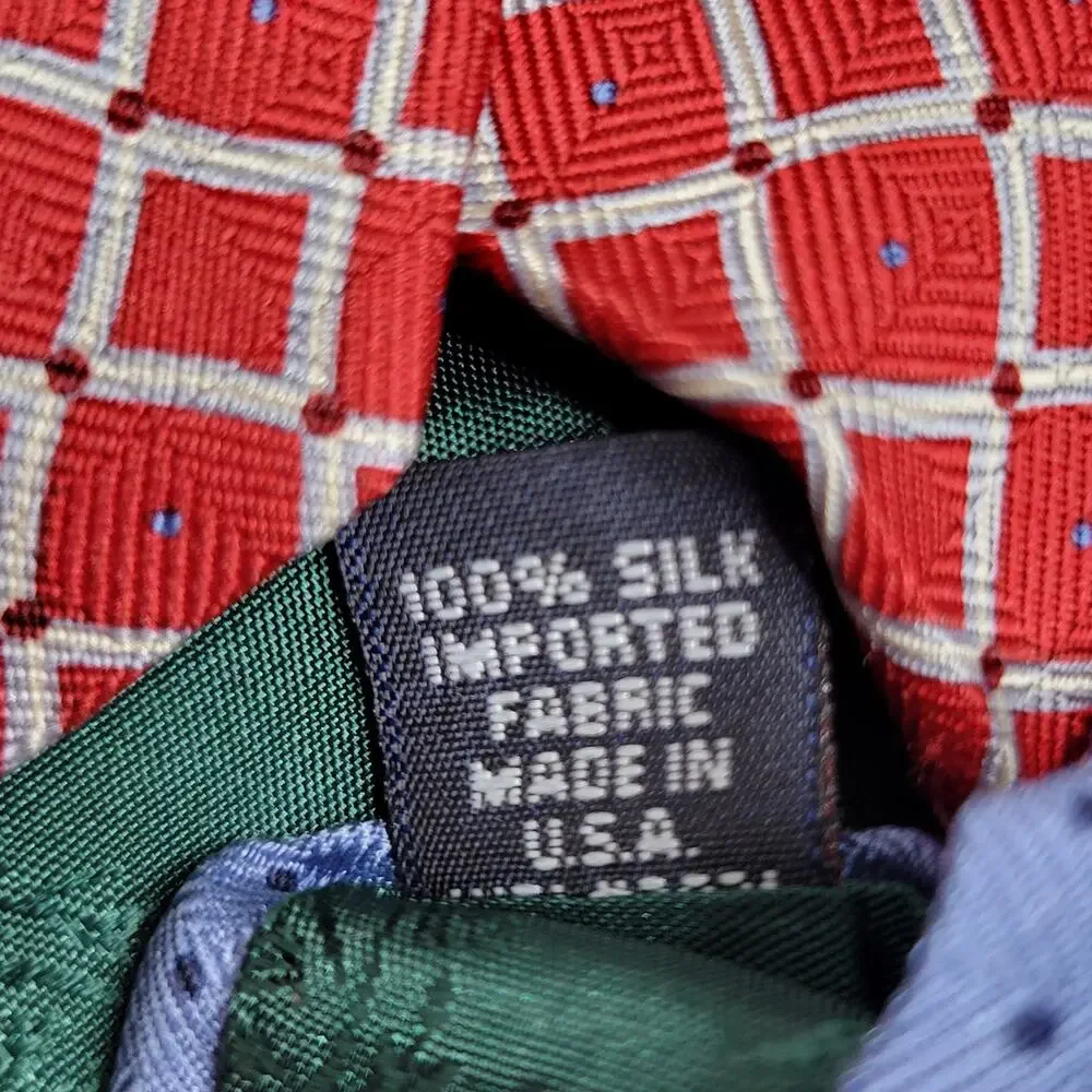 Vintage 90s Tommy Hilfiger 100% Silk Red Geometric Print Preppy Classic Neck Tie